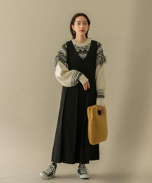 KBF（ケイビーエフ）の「BIGプリーツジャンパースカート（ワンピース・レディース・オリーブ/ブラック/イエロー系その他/ブラウン系その他・ONE）」の20枚目の写真