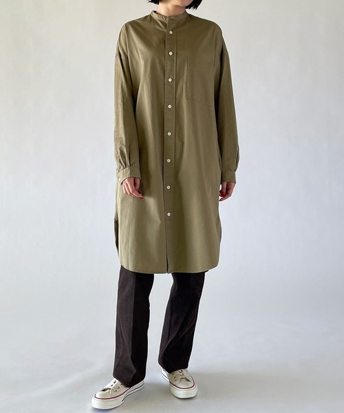 GYMPHLEX（ジムフレックス）の「【Gymphlex】バンドカラーシャツワンピース BIT WOMEN（ワンピース・レディース・ベージュ/カーキ/チャコール・12/14）」の9枚目の写真