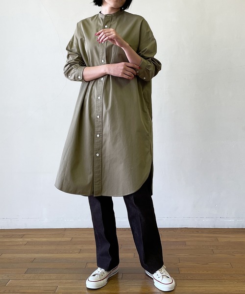 GYMPHLEX（ジムフレックス）の「【Gymphlex】バンドカラーシャツワンピース BIT WOMEN（ワンピース・レディース・ベージュ/カーキ/チャコール・12/14）」の8枚目の写真
