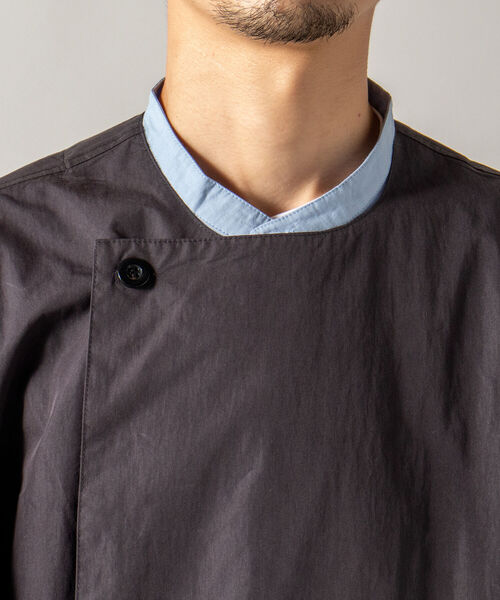 GLOSTER（グロスター）の「【GLOSTER/グロスター】ノーカラーベルテッドガウン ガウンコート（ノーカラーコート・メンズ・ブラック/オリーブ・MEDIUM/LARGE）」の21枚目の写真