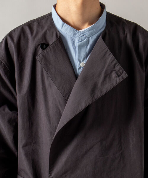 GLOSTER（グロスター）の「【GLOSTER/グロスター】ノーカラーベルテッドガウン ガウンコート（ノーカラーコート・メンズ・ブラック/オリーブ・MEDIUM/LARGE）」の22枚目の写真