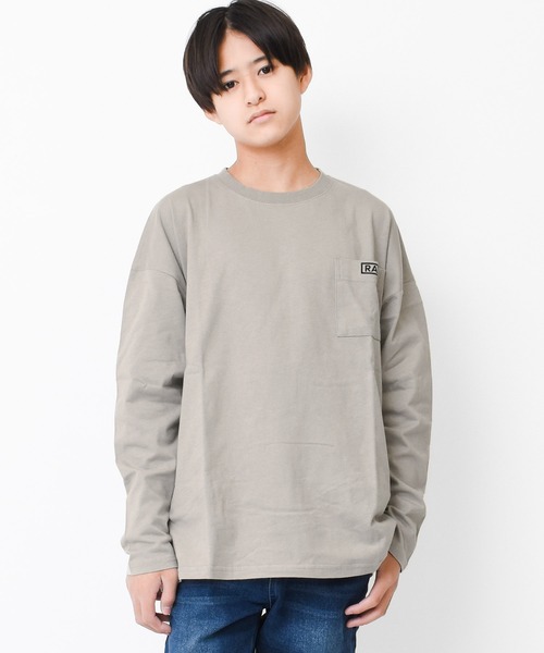 RAT EFFECT（ラットエフェクト）の「ポケット刺繍ロングTシャツ（Tシャツ/カットソー・キッズ・オフホワイト/グレー/ブラック/チャコールグレー/ライトブルー・120/130/140/150/160/170）」の4枚目の写真