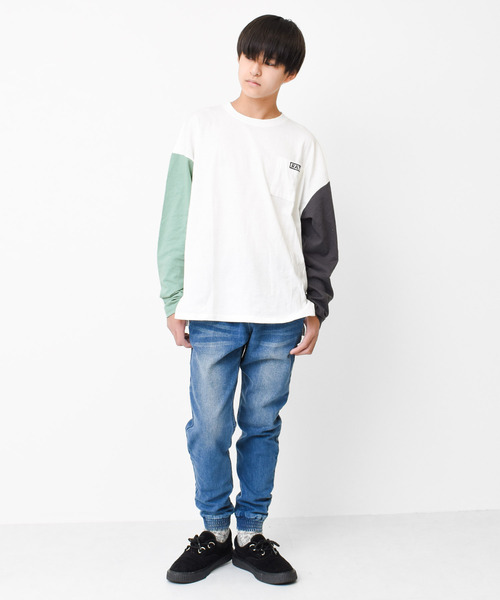 RAT EFFECT（ラットエフェクト）の「ポケット刺繍ロングTシャツ（Tシャツ/カットソー・キッズ・オフホワイト/グレー/ブラック/チャコールグレー/ライトブルー・120/130/140/150/160/170）」の8枚目の写真