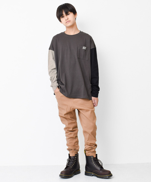 RAT EFFECT（ラットエフェクト）の「ポケット刺繍ロングTシャツ（Tシャツ/カットソー・キッズ・オフホワイト/グレー/ブラック/チャコールグレー/ライトブルー・120/130/140/150/160/170）」の12枚目の写真