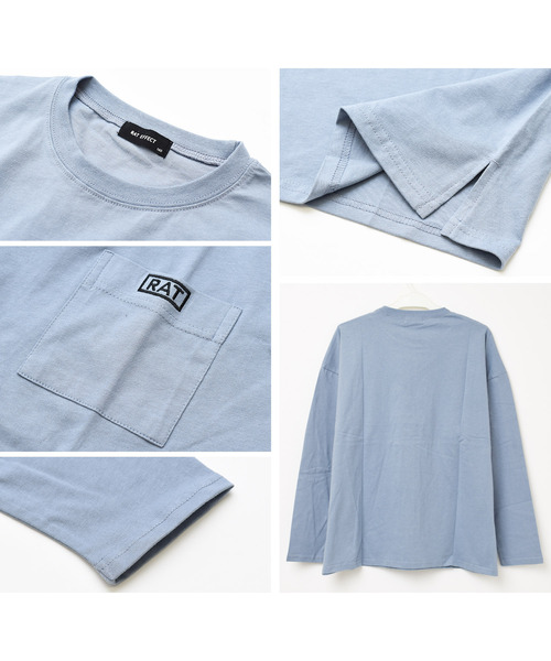 RAT EFFECT（ラットエフェクト）の「ポケット刺繍ロングTシャツ（Tシャツ/カットソー・キッズ・オフホワイト/グレー/ブラック/チャコールグレー/ライトブルー・120/130/140/150/160/170）」の13枚目の写真