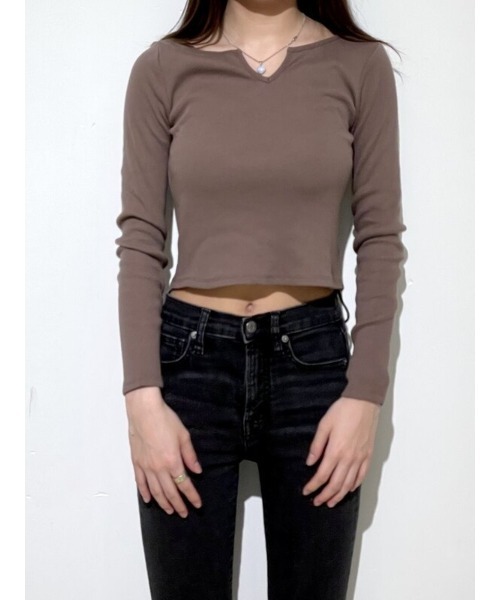 GAP(ギャップ)の「ノッチ リブ 長袖Tシャツ(Tシャツ/カットソー・レディース・ホワイト/ブラック/ブラウン/ブルー/ピンク/ブルー系その他・S/M/L/XL/XS/XXS)」の19枚目の写真