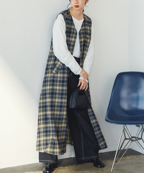Web限定 別注 微起毛 チェック ジレ ワンピース ワンピース Hunch ハンチ のファッション通販 Zozotown