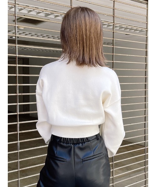 ENVYM（アンビー）の「ショートポロニット（ニット/セーター・レディース・ホワイト/マルチ/ブラック・FREE）」の8枚目の写真