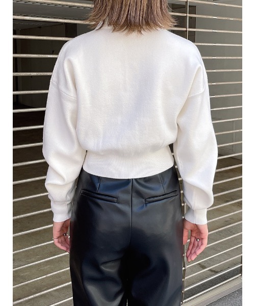 ENVYM（アンビー）の「ショートポロニット（ニット/セーター・レディース・ホワイト/マルチ/ブラック・FREE）」の4枚目の写真