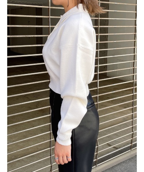 ENVYM（アンビー）の「ショートポロニット（ニット/セーター・レディース・ホワイト/マルチ/ブラック・FREE）」の12枚目の写真