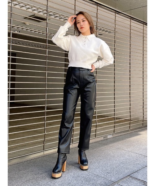 ENVYM（アンビー）の「ショートポロニット（ニット/セーター・レディース・ホワイト/マルチ/ブラック・FREE）」の14枚目の写真