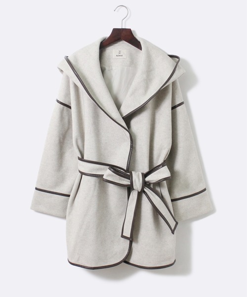 NOMAE（ノーマエ）の「【NOMAE】フードパイピングコート（その他アウター・レディース・ブラック/ベージュ/アイボリー・FREE）」の14枚目の写真