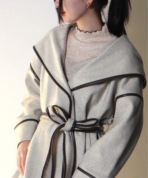 NOMAE（ノーマエ）の「【NOMAE】フードパイピングコート（その他アウター・レディース・ブラック/ベージュ/アイボリー・FREE）」の11枚目の写真