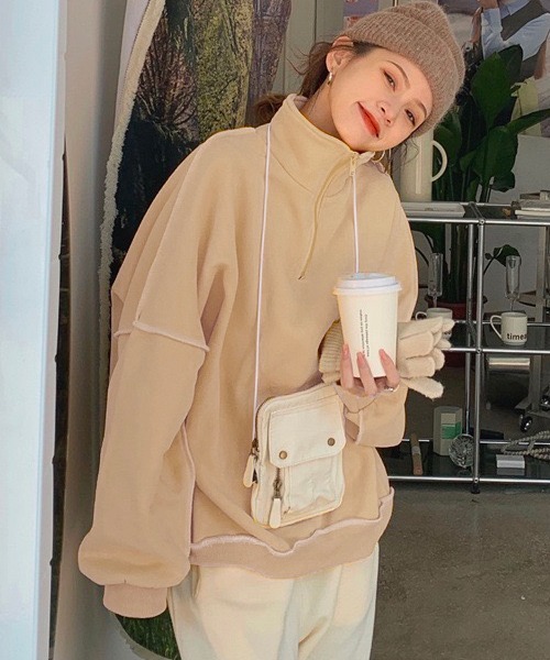 Chaco closet（チャコ クローゼット）の「ハイネックリンキングスウェット（スウェット・レディース・ピンク/グリーン/ベージュ/チャコール/イエロー/ブラック/ブルー・FREE）」の13枚目の写真