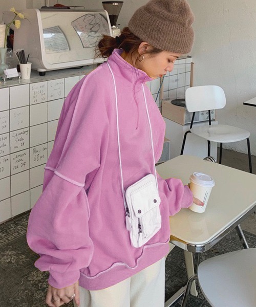 Chaco closet（チャコ クローゼット）の「ハイネックリンキングスウェット（スウェット・レディース・ピンク/グリーン/ベージュ/チャコール/イエロー/ブラック/ブルー・FREE）」の20枚目の写真