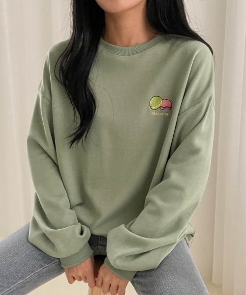 SONA(ソナ)の「3rd Spring×SONYUNARAコラボ おやつ刺繍トレーナー(スウェット・レディース・ブラック/ベージュ/ブルー/グリーン/アイボリー・FREE)」の4枚目の写真