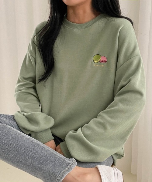 SONA(ソナ)の「3rd Spring×SONYUNARAコラボ おやつ刺繍トレーナー(スウェット・レディース・ブラック/ベージュ/ブルー/グリーン/アイボリー・FREE)」の18枚目の写真