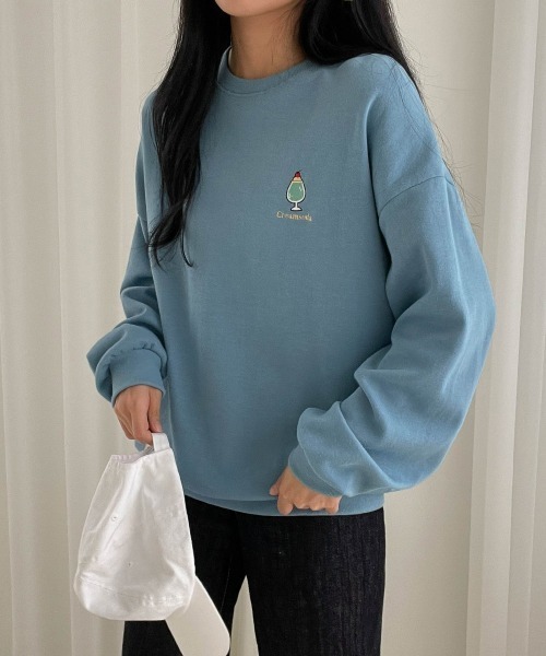 SONA(ソナ)の「3rd Spring×SONYUNARAコラボ おやつ刺繍トレーナー(スウェット・レディース・ブラック/ベージュ/ブルー/グリーン/アイボリー・FREE)」の20枚目の写真