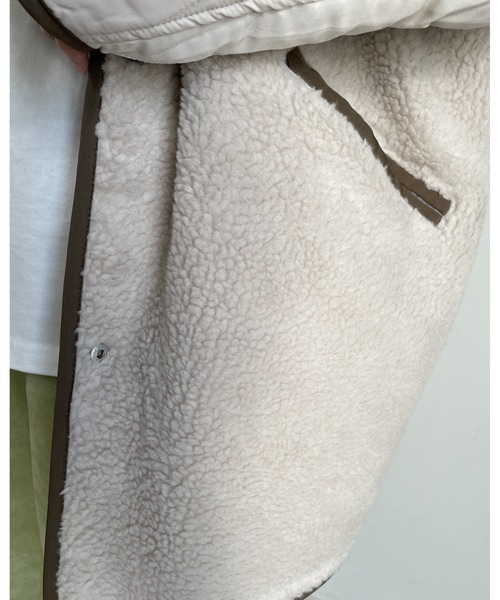MLI'A（エムリア）の「ボアリバーシブルキルティングアウター／コート（ブルゾン・レディース・カーキ/アイボリー/ベージュ/ブラック・M）」の15枚目の写真