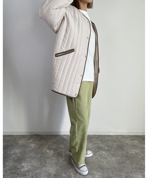 MLI'A（エムリア）の「ボアリバーシブルキルティングアウター／コート（ブルゾン・レディース・カーキ/アイボリー/ベージュ/ブラック・M）」の19枚目の写真