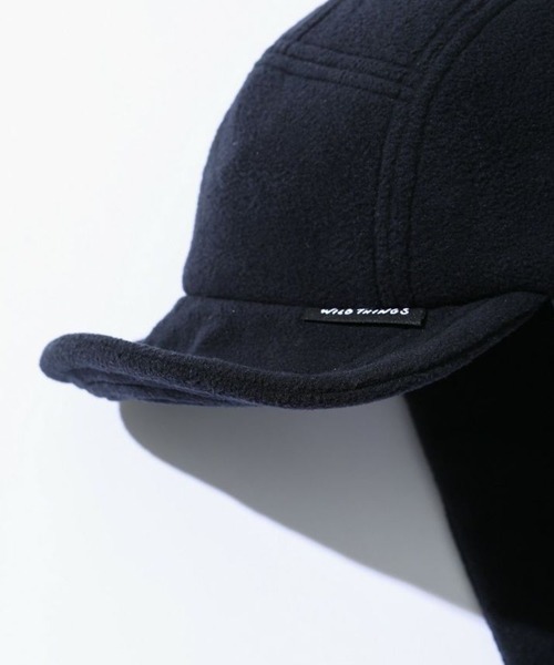 WILD THINGS(ワイルドシングス)の「WILDTHINGS / ワイルドシングス POLARTEC WIND FLIGHT CAP フリース フライトキャップ ワンポイント 保温 軽量(キャップ・メンズ・ダークオリーブ/グレー/ブラック・FREE)」の4枚目の写真