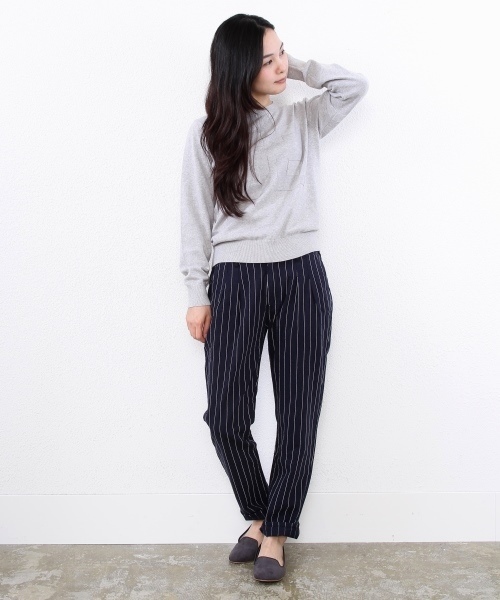 coen（コーエン）の「ナンバリングクルーネックプルオーバー§（ニット/セーター・レディース・ライトグレー/ネイビー・LARGE/MEDIUM）」の5枚目の写真