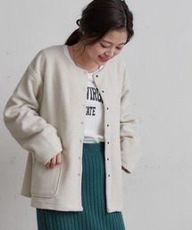 ノーカラーフリースジャケット