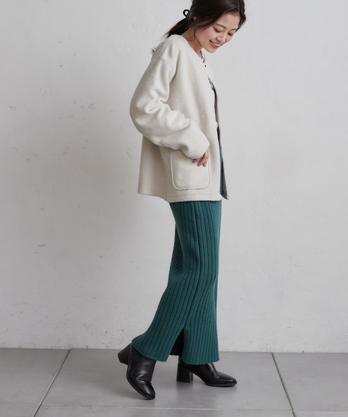 CIAOPANIC TYPY(チャオパニックティピー)の「ノーカラーフリースジャケット(ノーカラージャケット・レディース・チャコールグレー/ブラウン/アイボリー・ONE SIZE)」の8枚目の写真