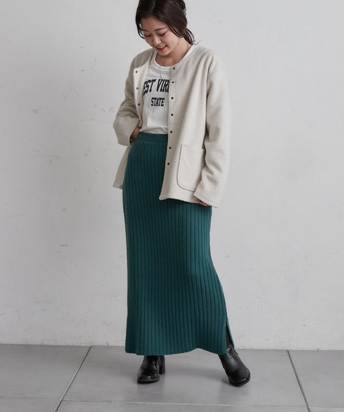 CIAOPANIC TYPY(チャオパニックティピー)の「ノーカラーフリースジャケット(ノーカラージャケット・レディース・チャコールグレー/ブラウン/アイボリー・ONE SIZE)」の4枚目の写真