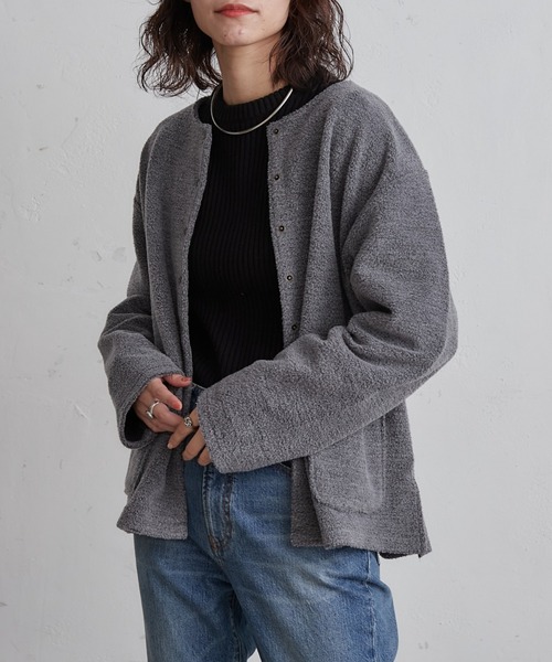 CIAOPANIC TYPY(チャオパニックティピー)の「ノーカラーフリースジャケット(ノーカラージャケット・レディース・チャコールグレー/ブラウン/アイボリー・ONE SIZE)」の12枚目の写真