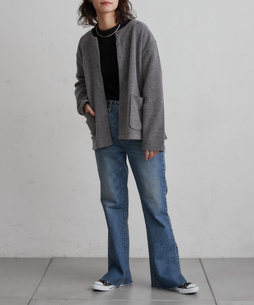 CIAOPANIC TYPY(チャオパニックティピー)の「ノーカラーフリースジャケット(ノーカラージャケット・レディース・チャコールグレー/ブラウン/アイボリー・ONE SIZE)」の21枚目の写真