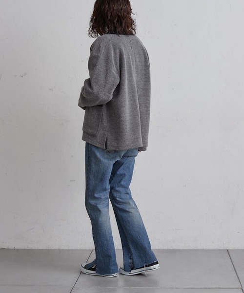 CIAOPANIC TYPY(チャオパニックティピー)の「ノーカラーフリースジャケット(ノーカラージャケット・レディース・チャコールグレー/ブラウン/アイボリー・ONE SIZE)」の9枚目の写真