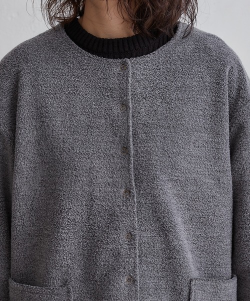 CIAOPANIC TYPY(チャオパニックティピー)の「ノーカラーフリースジャケット(ノーカラージャケット・レディース・チャコールグレー/ブラウン/アイボリー・ONE SIZE)」の16枚目の写真