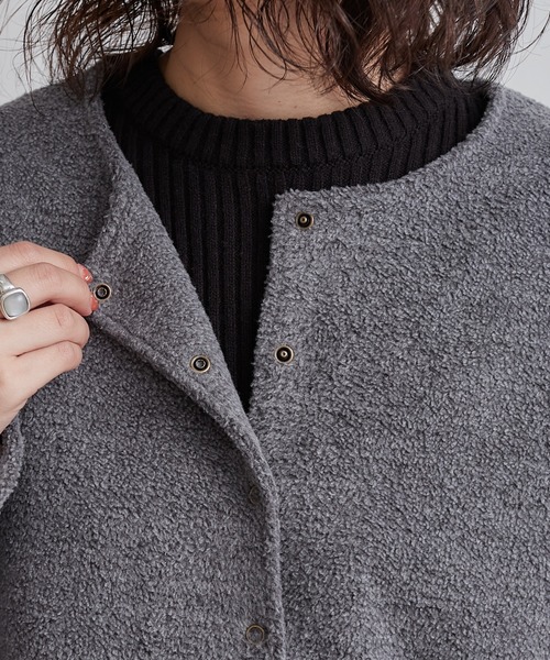 CIAOPANIC TYPY(チャオパニックティピー)の「ノーカラーフリースジャケット(ノーカラージャケット・レディース・チャコールグレー/ブラウン/アイボリー・ONE SIZE)」の6枚目の写真