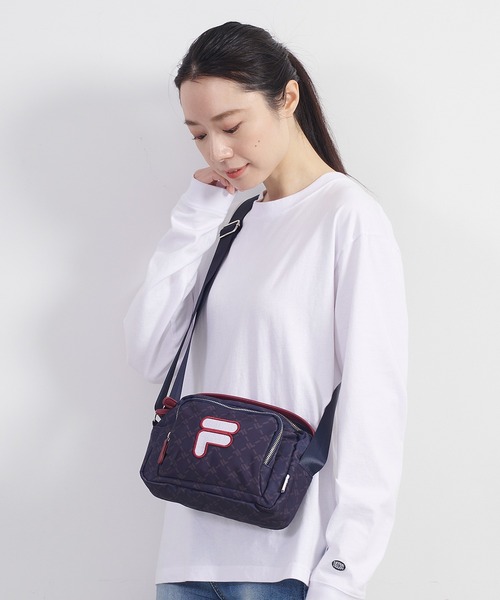 FILA(フィラ)の「【FILA/フィラ】モノグラム柄 ワッペンロゴ ナイロン 横型 ショルダーバッグ(ショルダーバッグ・レディース・ベージュ/オフホワイト/ブラック/ネイビー・FREE)」の8枚目の写真