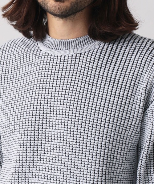 NICOLE CLUB FOR MEN（ニコルクラブフォーメン）の「配色クルーニット（ニット/セーター・メンズ・ホワイト×ブラック/ブラック×ホワイト・MEDIUM/LARGE/X-LARGE）」の9枚目の写真