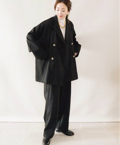 ECRIRE（エクリール）の「【陽コラボ】オーバーサイズダブルテーラードJK　セットアップ対応（テーラードジャケット・レディース・ブラック/ベージュ/グリーン・M/L）」の6枚目の写真