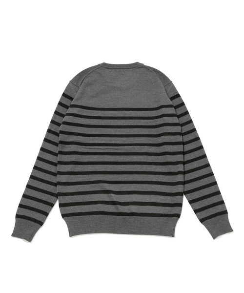 NANO universe（ナノユニバース）の「：タスマニアウールブレンドパネルボーダー（ニット/セーター・メンズ・ブラック/チャコール/ネイビー・S/M/L/XL）」の6枚目の写真