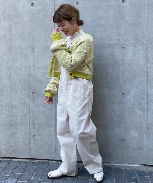 w closet（ダブルクローゼット）の「3Gツイード風ニットショートカーディガン（ニット/セーター・レディース・ライム/ブラック・FREE）」の8枚目の写真