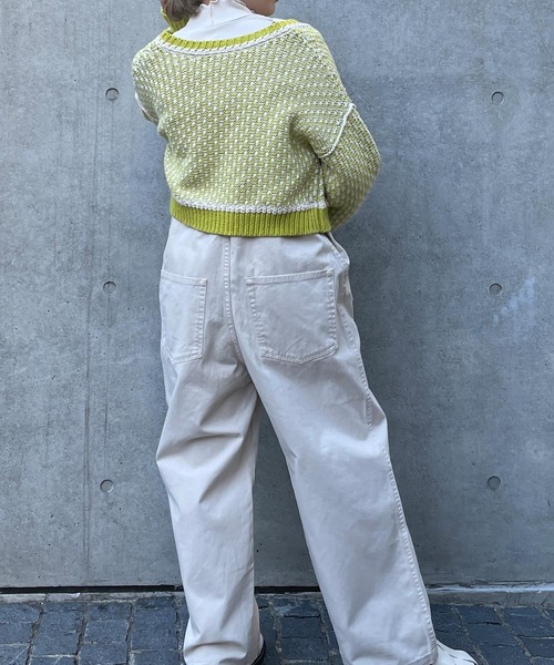 w closet（ダブルクローゼット）の「3Gツイード風ニットショートカーディガン（ニット/セーター・レディース・ライム/ブラック・FREE）」の11枚目の写真