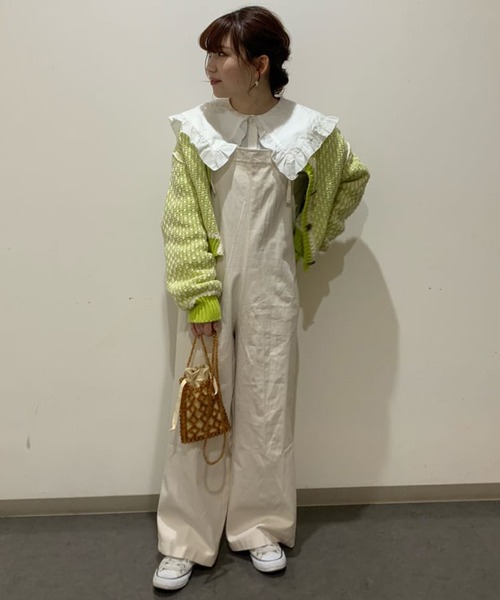 w closet（ダブルクローゼット）の「3Gツイード風ニットショートカーディガン（ニット/セーター・レディース・ライム/ブラック・FREE）」の3枚目の写真