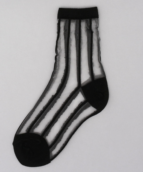 WEGO（ウィゴー）の「WEGO/ピンストライプシースルーソックス（ソックス/靴下・レディース・ホワイト/ブラック/イエロー/ピンク・FREE）」の2枚目の写真