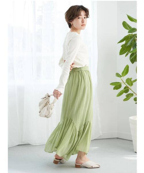 earth music&ecology（アースミュージックアンドエコロジー）の「リブメロートップス（Tシャツ/カットソー・レディース・ブラック/アイボリー/モカ/ライム・S/M）」の16枚目の写真