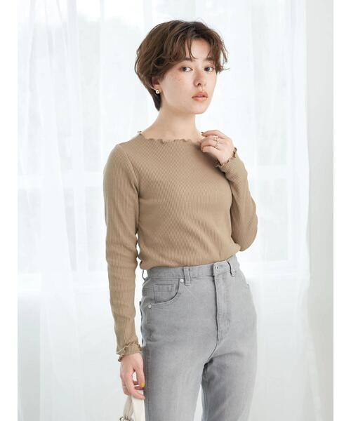 earth music&ecology（アースミュージックアンドエコロジー）の「リブメロートップス（Tシャツ/カットソー・レディース・ブラック/アイボリー/モカ/ライム・S/M）」の17枚目の写真