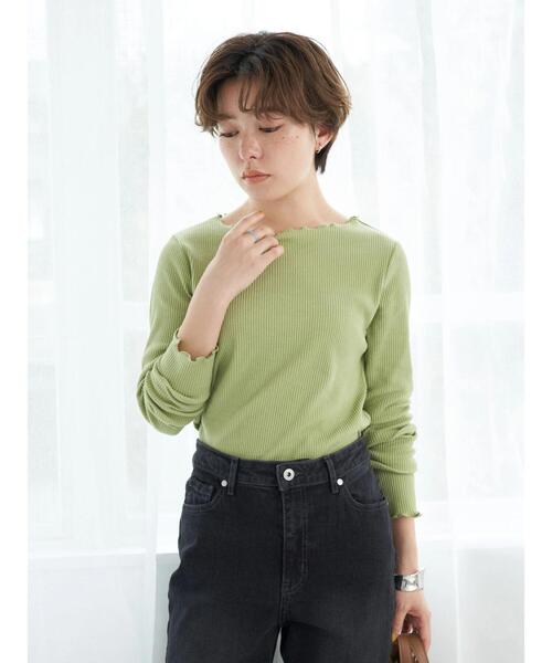 earth music&ecology（アースミュージックアンドエコロジー）の「リブメロートップス（Tシャツ/カットソー・レディース・ブラック/アイボリー/モカ/ライム・S/M）」の22枚目の写真