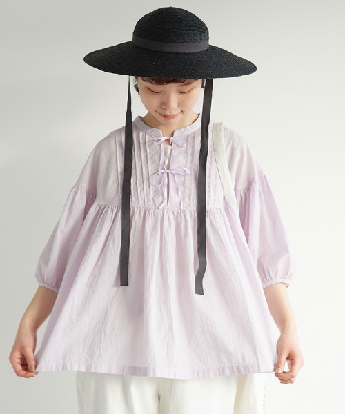 chambre de charme（シャンブルドゥシャーム）の「cdc 80ローンサンドウォッシュ ピンタックブラウス（シャツ/ブラウス・レディース・オフホワイト/ブラウン/パープル・FREE）」の19枚目の写真