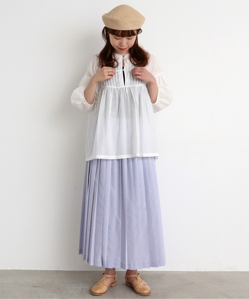 chambre de charme（シャンブルドゥシャーム）の「cdc 80ローンサンドウォッシュ ピンタックブラウス（シャツ/ブラウス・レディース・オフホワイト/ブラウン/パープル・FREE）」の11枚目の写真