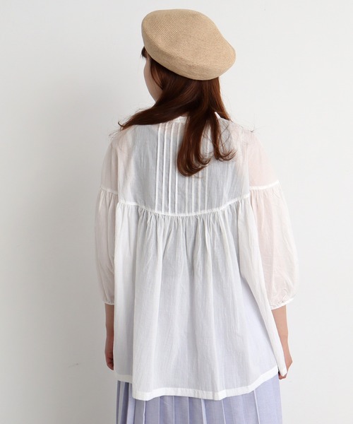 chambre de charme（シャンブルドゥシャーム）の「cdc 80ローンサンドウォッシュ ピンタックブラウス（シャツ/ブラウス・レディース・オフホワイト/ブラウン/パープル・FREE）」の7枚目の写真