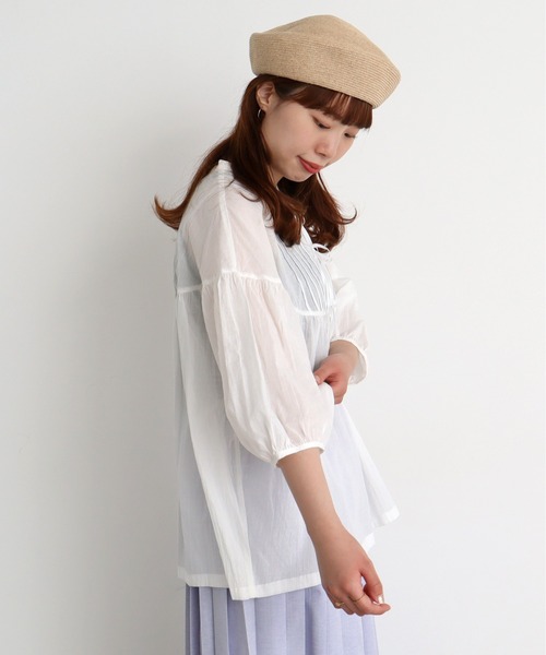 chambre de charme（シャンブルドゥシャーム）の「cdc 80ローンサンドウォッシュ ピンタックブラウス（シャツ/ブラウス・レディース・オフホワイト/ブラウン/パープル・FREE）」の9枚目の写真