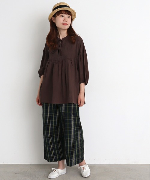 chambre de charme（シャンブルドゥシャーム）の「cdc 80ローンサンドウォッシュ ピンタックブラウス（シャツ/ブラウス・レディース・オフホワイト/ブラウン/パープル・FREE）」の14枚目の写真